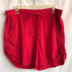 Joe Fresh red-orange linen-viscose shorts with side button